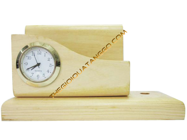 Đồng hồ gỗ để bàn và đựng name card