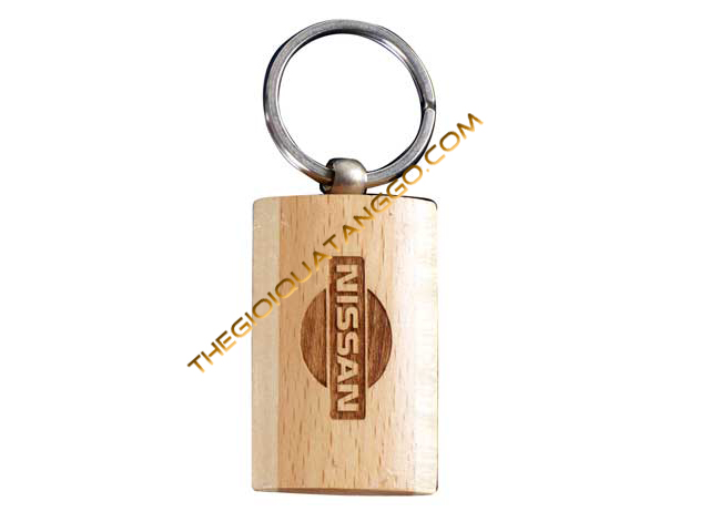 Móc khóa gỗ khắc laser logo Nissan