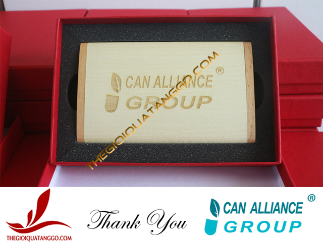 Hộp name card gỗ khắc logo của CAN Alliance Group