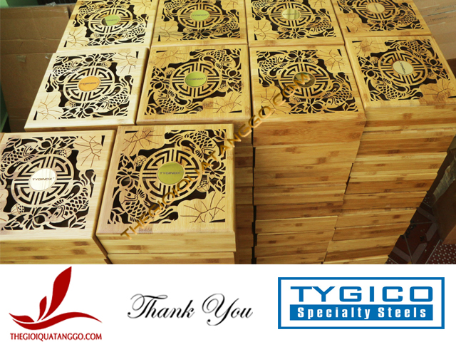 Hộp gỗ tre cắt laser của Công ty TYGICO