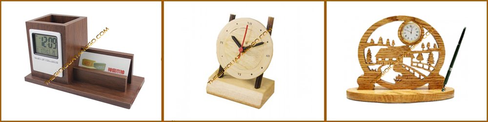 Đồng hồ gỗ để bàn quà tặng 8