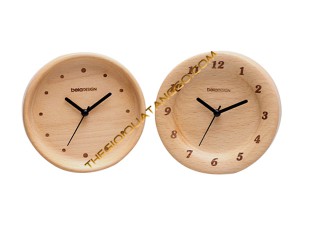 Đồng hồ để bàn gỗ beech hình tròn