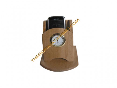 Đồng hồ gỗ để bàn khe đựng điện thoại