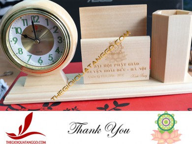 Khách hàng tiêu biểu – Đại Hội Phật Giáo Huyện Hoài Đức – Hà Nội đặt lọ cắm bút gỗ có đồng hồ làm quà tặng