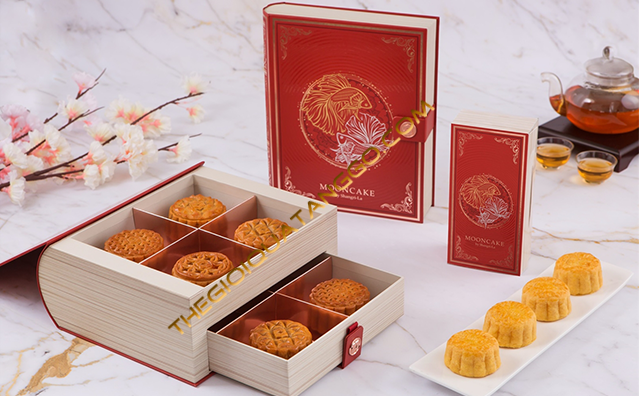 Hộp bánh Trung Thu bằng gỗ dành tặng đối tác 