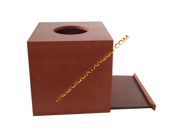Hộp Đựng Khăn Giấy Bằng Gỗ Hình Vuông Màu Cánh Gián