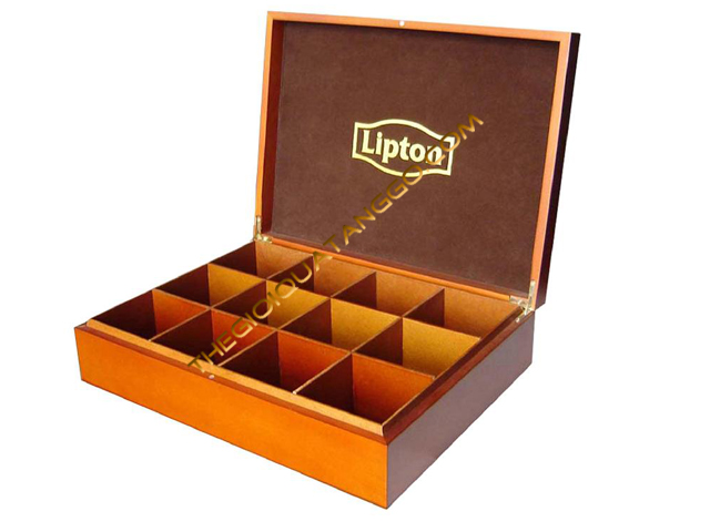 hộp trà gỗ lipton