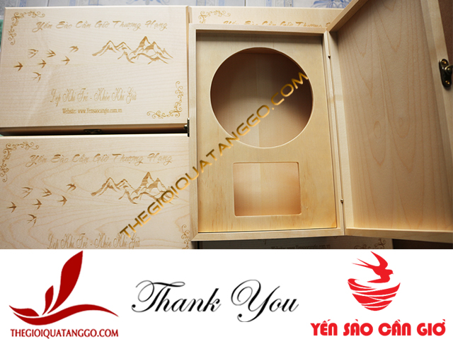 Hộp yến sào bằng gỗ có khắc laser logo của Công Ty Yến Sào Cần Giờ Hộp yến sào bằng gỗ có khắc laser logo của Công Ty Yến Sào Cần Giờ