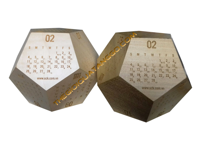 Lịch Gỗ Để Bàn 12 Mặt Sáng Tạo
