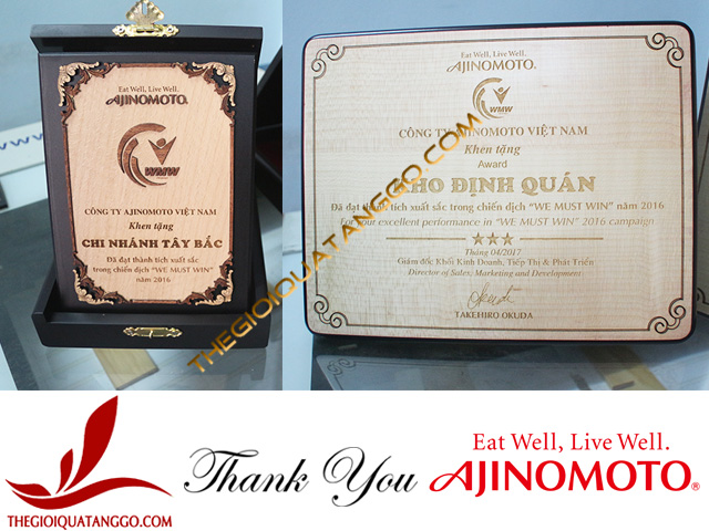 Công ty Ajinomoto Việt Nam đặt kỷ niệm chương gỗ và bằng khen gỗ Công ty Ajinomoto Việt Nam đặt kỷ niệm chương gỗ và bằng khen gỗ